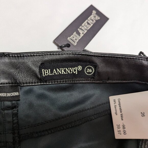 NWT Blank NYC Size 26 Black Pleather Skinny Pants - Picture 11 of 16
